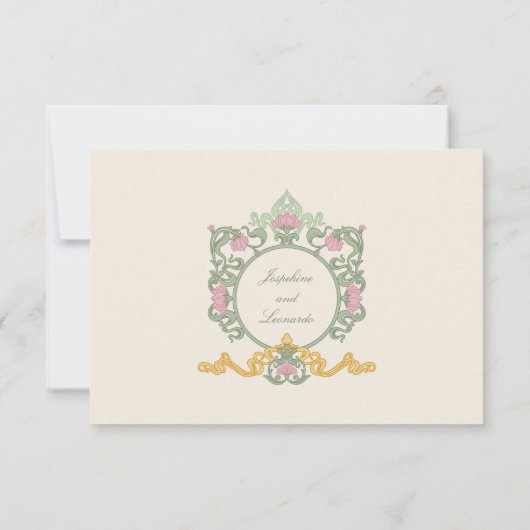 Elegant Dark Art Nouveau RSVP Card (裏面)