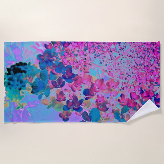Elegant Dark Blue and Magenta Limelight Hydrangea ビーチタオル (正面)
