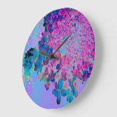 Elegant Dark Blue and Magenta Limelight Hydrangea ラージ壁時計 (傾斜)