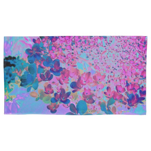 Elegant Dark Blue and Magenta Limelight Hydrangea 枕カバー (正面左)