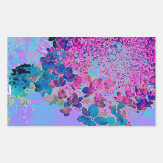 Elegant Dark Blue and Magenta Limelight Hydrangea 長方形シール (正面)