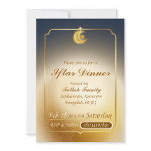Elegant Dark Blue & Gold Iftar Party Invitation
