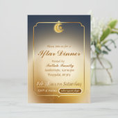 Elegant Dark Blue & Gold Iftar Party Invitation 招待状 (スタンド正面)