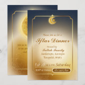 Elegant Dark Blue & Gold Iftar Party Invitation 招待状 (正面/裏面)