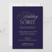 Elegant Dark Blue Holiday Dinner Party Invitation シーズンカード (正面)