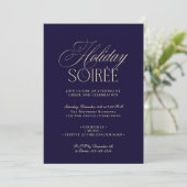Elegant Dark Blue Holiday Dinner Party Invitation シーズンカード (スタンド正面)