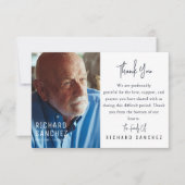 Elegant Dark Blue Photo Funeral サンキューカード (正面)