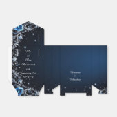 Elegant Dark Blue & Silver Wedding Favor Boxes フェイバーボックス (折り畳みなし)