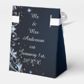Elegant Dark Blue & Silver Wedding Favor Boxes フェイバーボックス (裏面サイド)