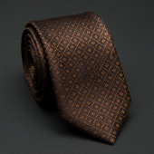 Elegant Dark Brown & Gold Patterned ネクタイ