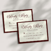 Elegant Dark Burgundy Ivory Wedding RSVP Card