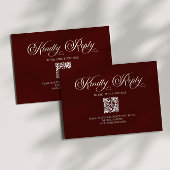 Elegant Dark Burgundy Wedding QR Code RSVP Card