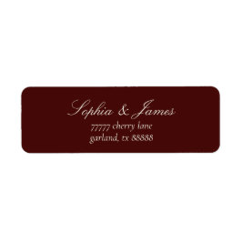 Elegant Dark Burgundy Wedding Return Address ラベル