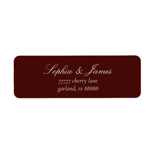 Elegant Dark Burgundy Wedding Return Address ラベル (正面)