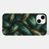 Elegant Dark Emerald Tropical Leaves and Gold Vein Case-Mate iPhoneケース (裏面 (横))