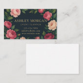 Elegant Dark Floral Business Card with Roses  名刺 (正面/裏面)