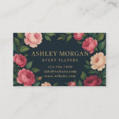 Elegant Dark Floral Business Card with Roses  名刺 (正面)