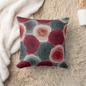 Elegant Dark Floral Rose Pattern Throw Pillow クッション (ブランケット)
