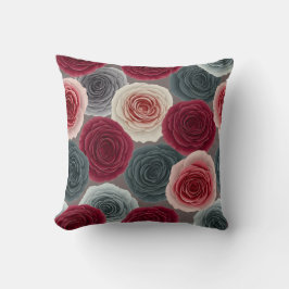 Elegant Dark Floral Rose Pattern Throw Pillow クッション