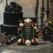Elegant Dark Floral Vintage Wedding Invitation 招待状