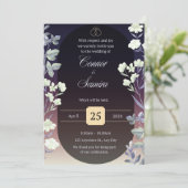 Elegant Dark Floral Wedding Invitation 招待状 (スタンド正面)