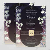 Elegant Dark Floral Wedding Invitation 招待状 (正面/裏面)