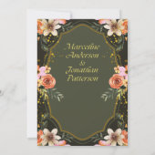 Elegant Dark Floral Wedding Invitation Card 招待状 (裏面)