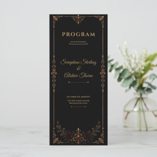 Elegant Dark Gothic Wedding Program プログラム (スタンド正面)