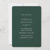 Elegant Dark Green Annual Holiday Party 招待状 (正面)