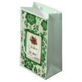 Elegant Dark Green Christmas Gift Bag   スモールペーパーバッグ (正面アングル)