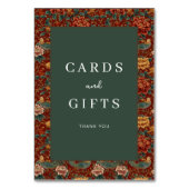 Elegant Dark Green Floral Border テーブルナンバー (裏面)