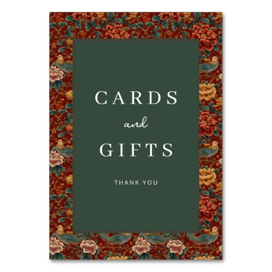 Elegant Dark Green Floral Border テーブルナンバー (正面)