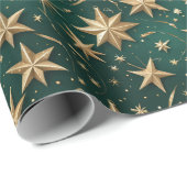 Elegant Dark Green & Gold Star Wrapping Paper ラッピングペーパー (ロールコーナー)