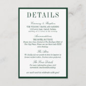 Elegant Dark Green Minimalist Wedding Details エンクロージャーカード (正面)
