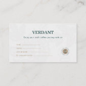 Elegant Dark Green Specialty Coffee Loyalty Card 名刺 (裏面)
