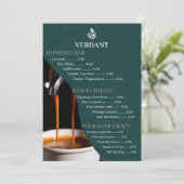 Elegant Dark Green Specialty Coffee Shop Menu Card 招待状 (スタンド正面)