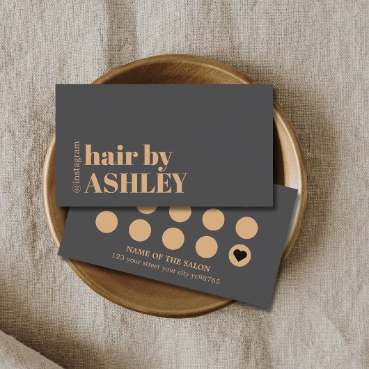 Elegant Dark Grey Faux Golden Hair Salon ロイヤリティカード