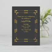Elegant Dark Grey& Gold Art Deco Foil Invitation 箔招待状 (立ち正面)