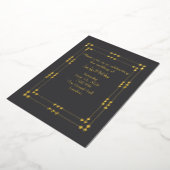 Elegant Dark Grey& Gold Art Deco Foil Invitation 箔招待状 (回転した状態)