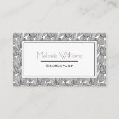 Elegant Dark Grey Leaf Pattern Stylish 名刺 (正面)