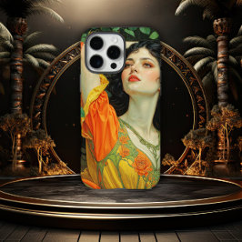 Elegant Dark Haired Art Nouveau Woman iPhone 16 Pro Maxケース
