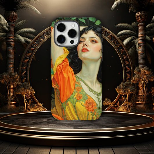 Elegant Dark Haired Art Nouveau Woman Case-Mate iPhoneケース