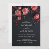 Elegant Dark Moody 3D Roses | Photo Wedding 招待状 (正面)