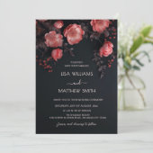 Elegant Dark Moody 3D Roses Wedding 招待状 (スタンド正面)