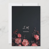 Elegant Dark Moody 3D Roses Wedding 招待状 (裏面)