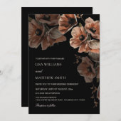 Elegant Dark Moody Blush Flowers  Wedding 招待状 (正面/裏面)