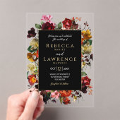Elegant dark moody flowers black wedding アクリル招待状 (インサイチュ (ポータブル))