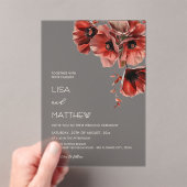 Elegant Dark Moody Red Flowers  アクリル招待状 (インサイチュ (ポータブル))