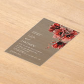 Elegant Dark Moody Red Flowers  アクリル招待状 (レイダウン)