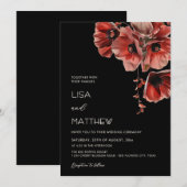 Elegant Dark Moody Red Flowers  招待状 (正面/裏面)